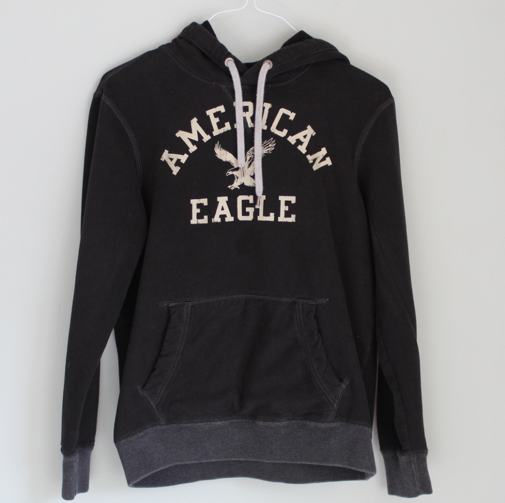 American Eagle Black Hoodie Men's Small